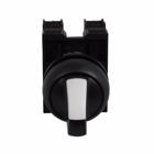 Eaton M22 modular pushbutton, M22 Selector Switch, Completed Device, 22.5 mm, Knob, Three-Position, Maintained, Non-illuminated, Bezel: Black, Button: Black, 2NO, IP67, IP69K, NEMA 4X, 13