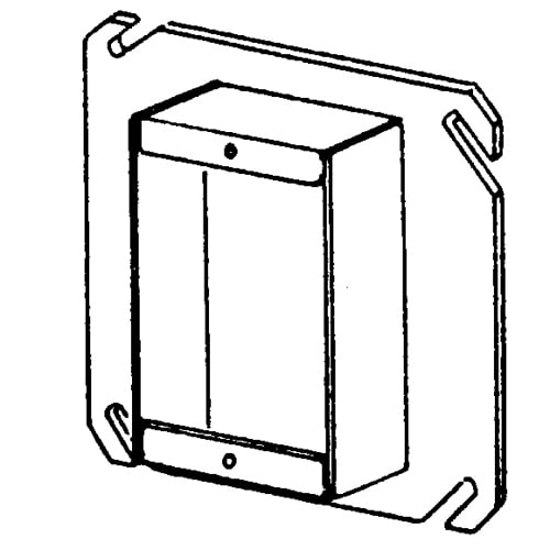 846-200 Raised Square Tile Cover, 4 in L x 4 in W x 2 in D, Steel