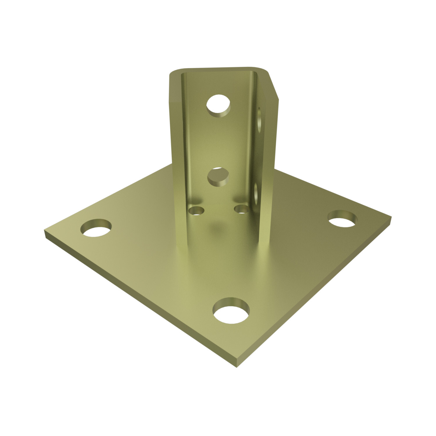 P2072A-ZD Post Base, 1 Channel, Centered/Offset Channel Position, 1/4 in H Base, For Use With 1-5/8 in W Series Channel, Steel