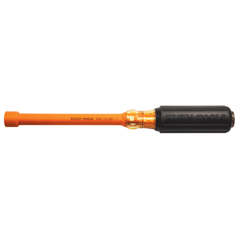 646-1/2-INS Insulated Nutdriver, 1/2 in, Hex/Hollow Shank, Orange Cushion Grip Handle