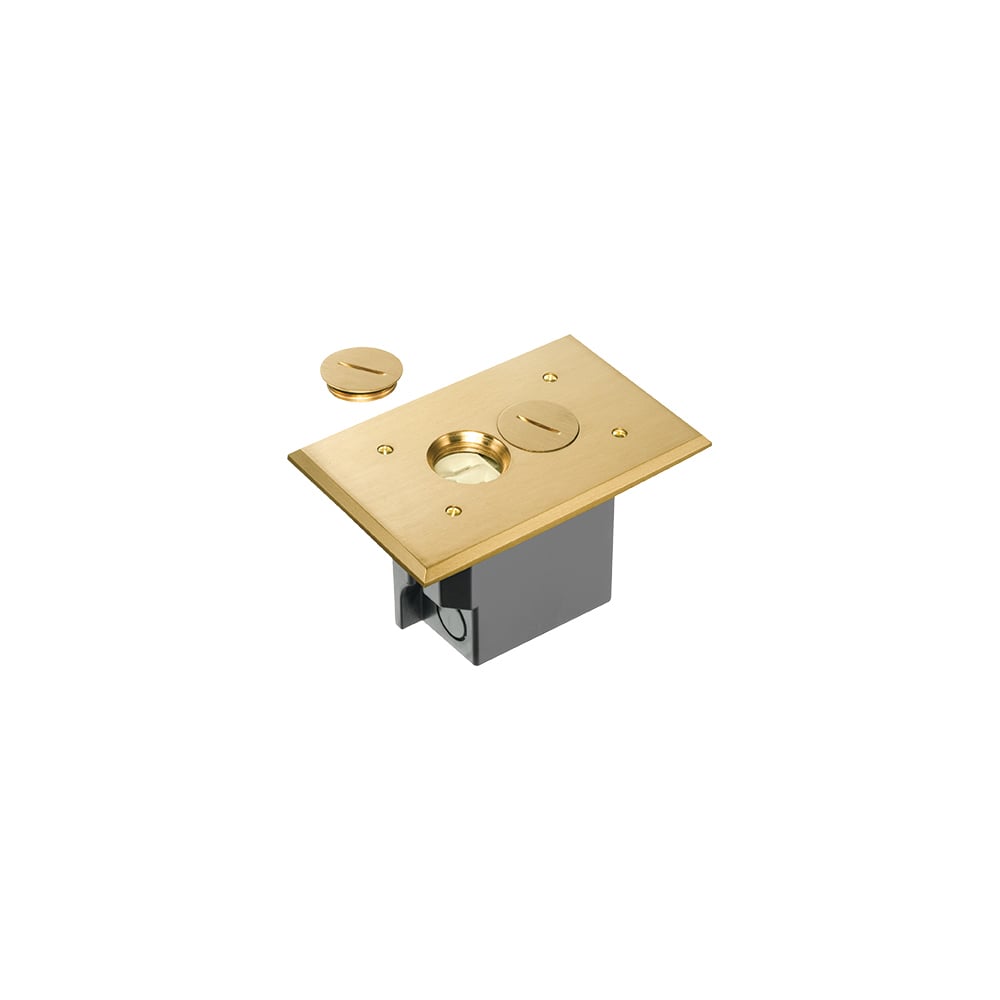 FLBR101MB Adjustable Floor Box With (2) Threaded Plugs, Plastic, 20 cu-in Capacity, 1 Gangs, 4.125 in L x 6.5 in W x 3.738 in D