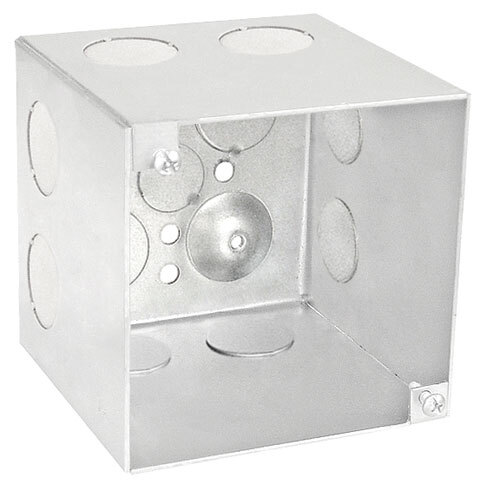 4 Square Junction Box, 4 in. Deep, (8) 3/4 in. Side knockouts