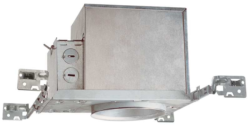 IC1 W Adjustable New Construction Round Downlight Housing With Push-In Electrical Connectors, Incandescent Lamp, Insulated Insulation, 120 V AC, 4-1/2 in Ceiling Opening, Aluminum Housing