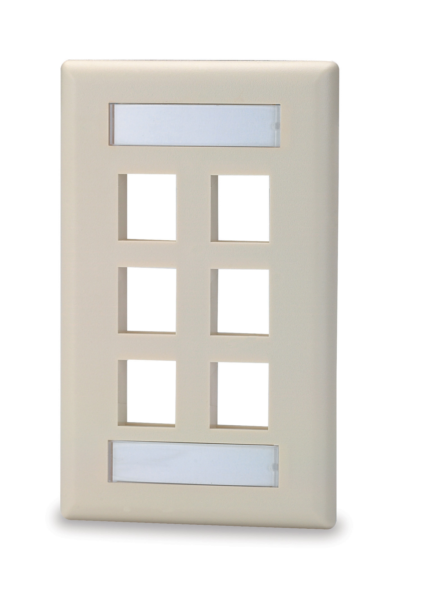 SKFL-6 Faceplate With Labeling Windows, 1 Gangs, 6 Ports, Fastened Mount, Thermoplastic