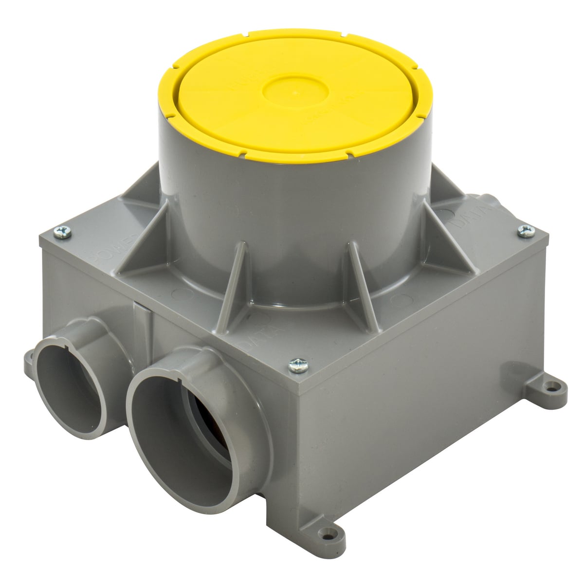 CFBS1R4PFB Fully Adjustable Concrete Floor Box, Thermoplastic, 67 cu-in Capacity, 4 Knockouts, 7.85 in L x 6.45 in W x 6 in H