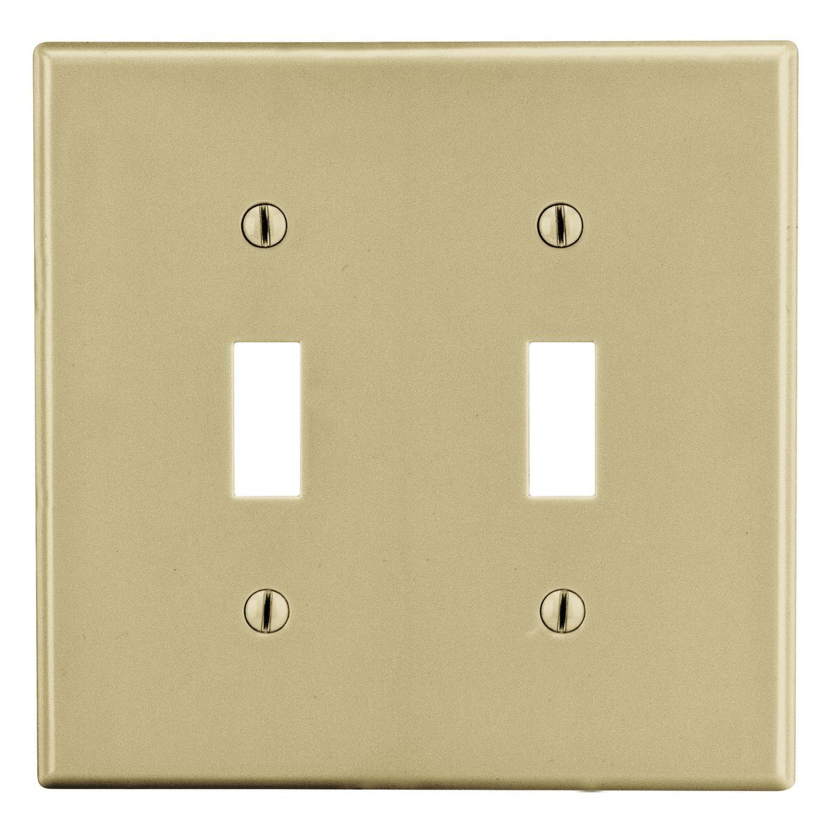 P2I Non-Metallic Standard Wall Plate, 2 Gangs, 4.69 in W x 4.63 in H, Polycarbonate Thermoplastic, Ivory