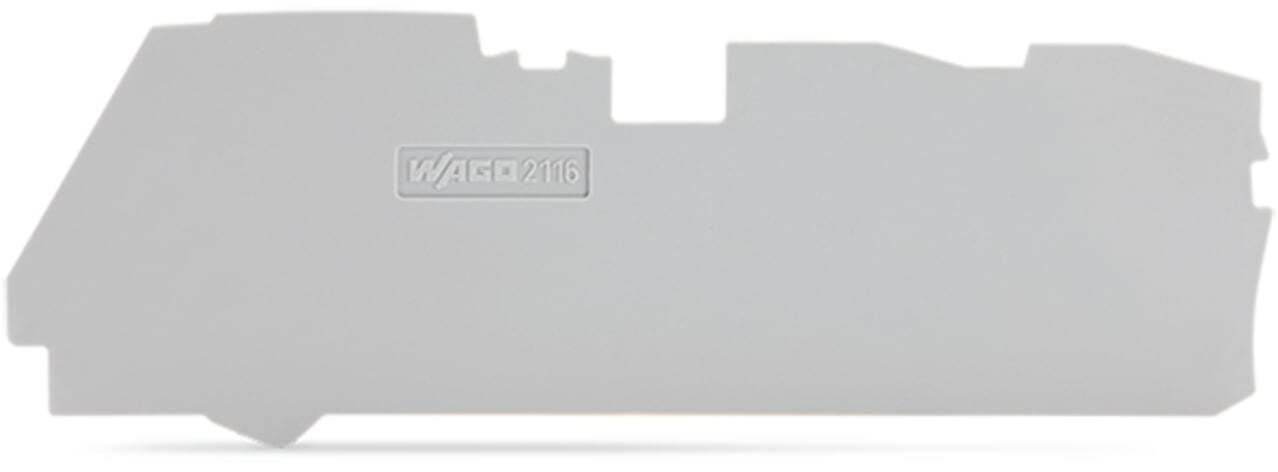 2116-1391 End and Intermediate Plate, For Use With 3-Conductor Terminal Blocks, Polyamide, Gray