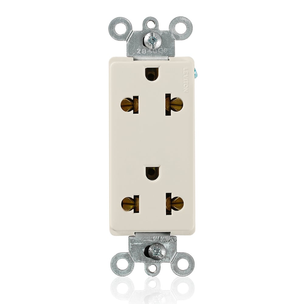 5825-T Duplex Universal Straight Blade Receptacle, 125/250 V AC, 15 A, 2 Poles, 3 Wires, Light Almond