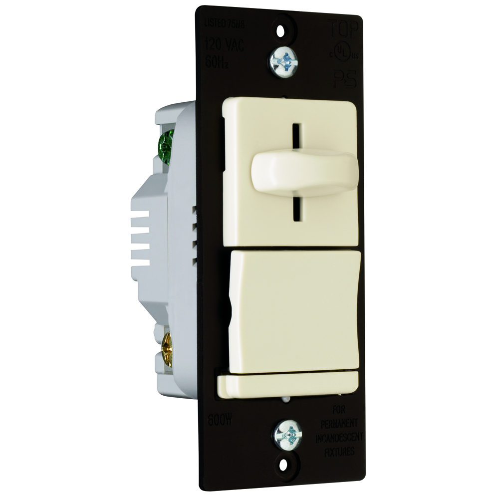 LS600PLA Wattstopper Dimmer, 120 VAC, 1 Pole, Light Almond