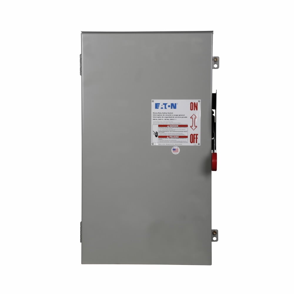 DH264URK Heavy Duty Non-Fusible Single Throw Safety Switch, 600 V AC, 200 A, 50 hp, DPST Contact, 2 Poles