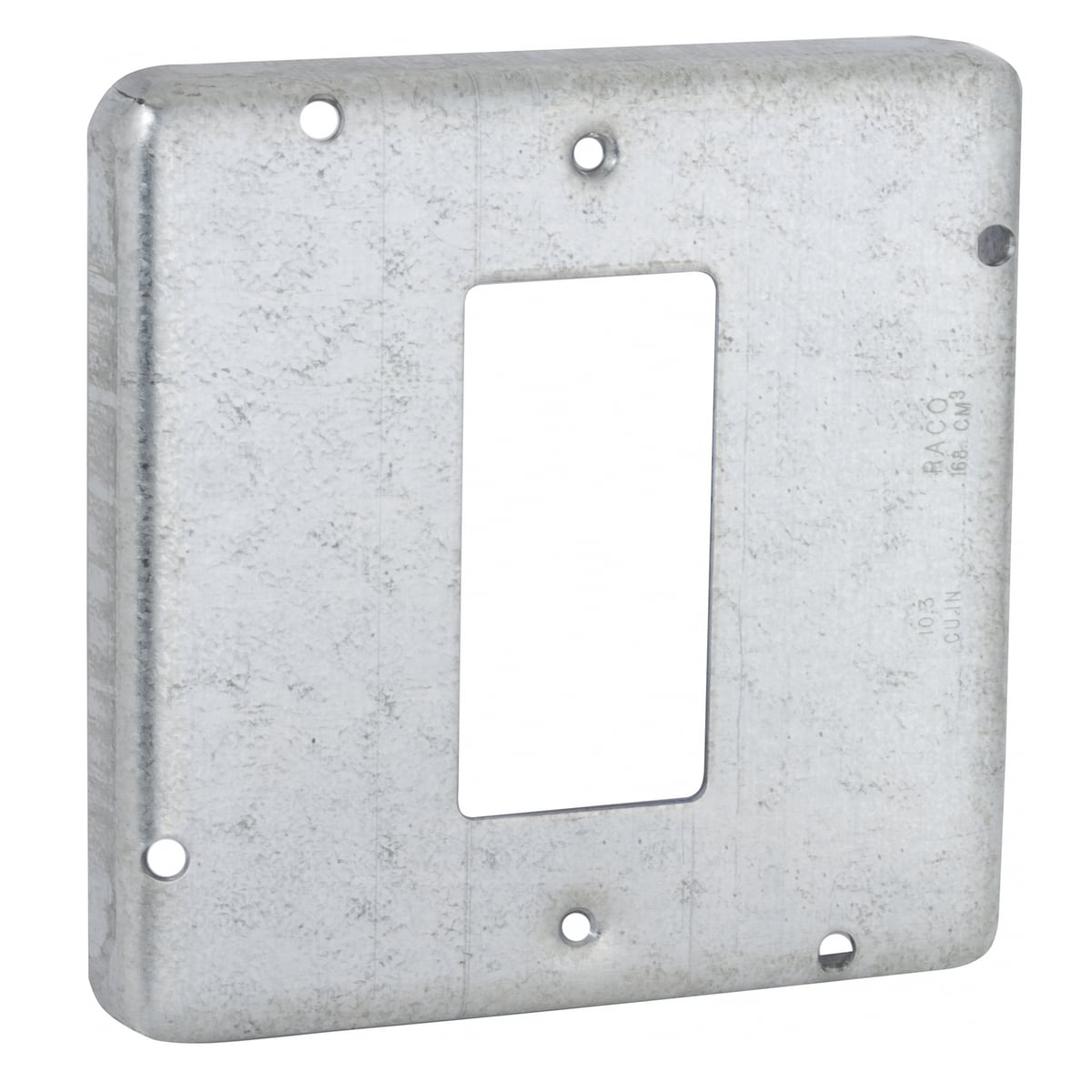 856 Machined Standard Exposed Work Cover, 4.69 in L x 4.69 in W, GFCI Receptacle Cover, Drawn Steel
