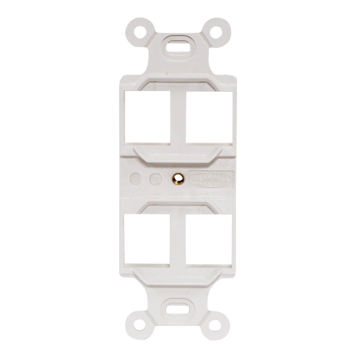 Q106W 106 Duplex Unloaded Outlet Frame, 1 Gang, 4 Ports, ABS, White, For Use With Jack and Audio/Video Connectors