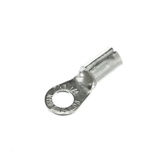D71 Sta-Kon D Series Non-Insulated Ring Terminal, 8 AWG Conductor, 1.13 in L, Brazed Seam/Serrated Barrel, Copper, Metallic