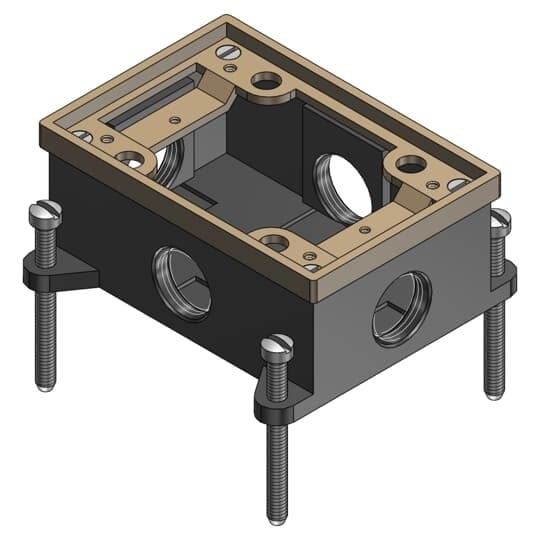 841-SC Steel City 840 Fully Adjustable Flush Service Floor Box, Cast Iron, 15 cu-in Capacity, 1 Gangs, 5-1/2 in L x 4 in W x 2 in H