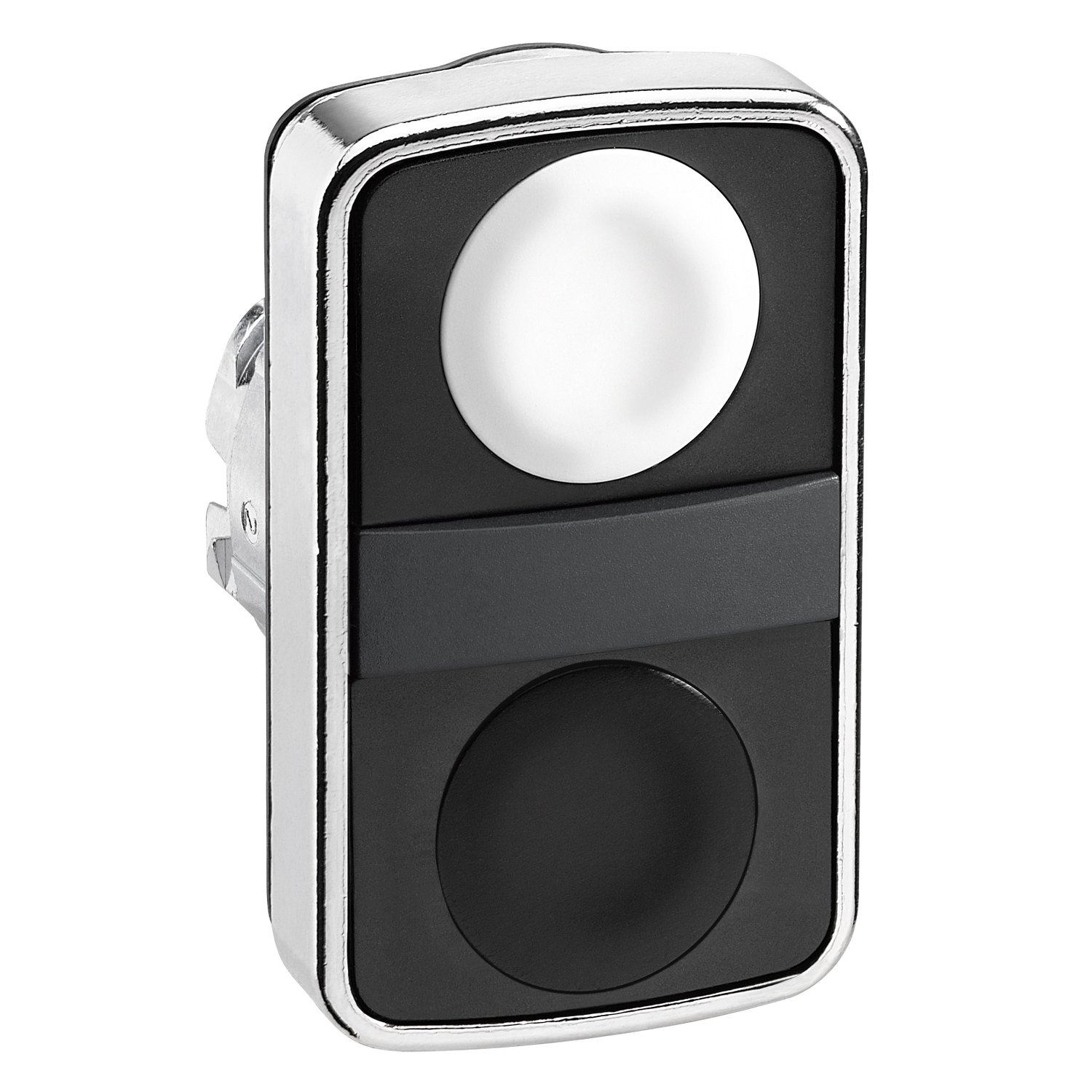 ZB4BA7120 Harmony Double Flush Spring Return Standard Unmarked Pushbutton Head, 22 mm, Rectangle Shape, Chromium Plated Metal, Black/White