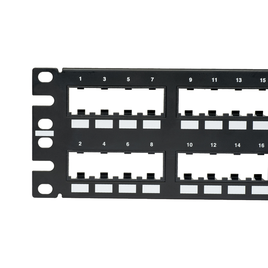 Mini-Com, Flat,Unshielded, Patch Panel, 48 Port, 2 RU, Black