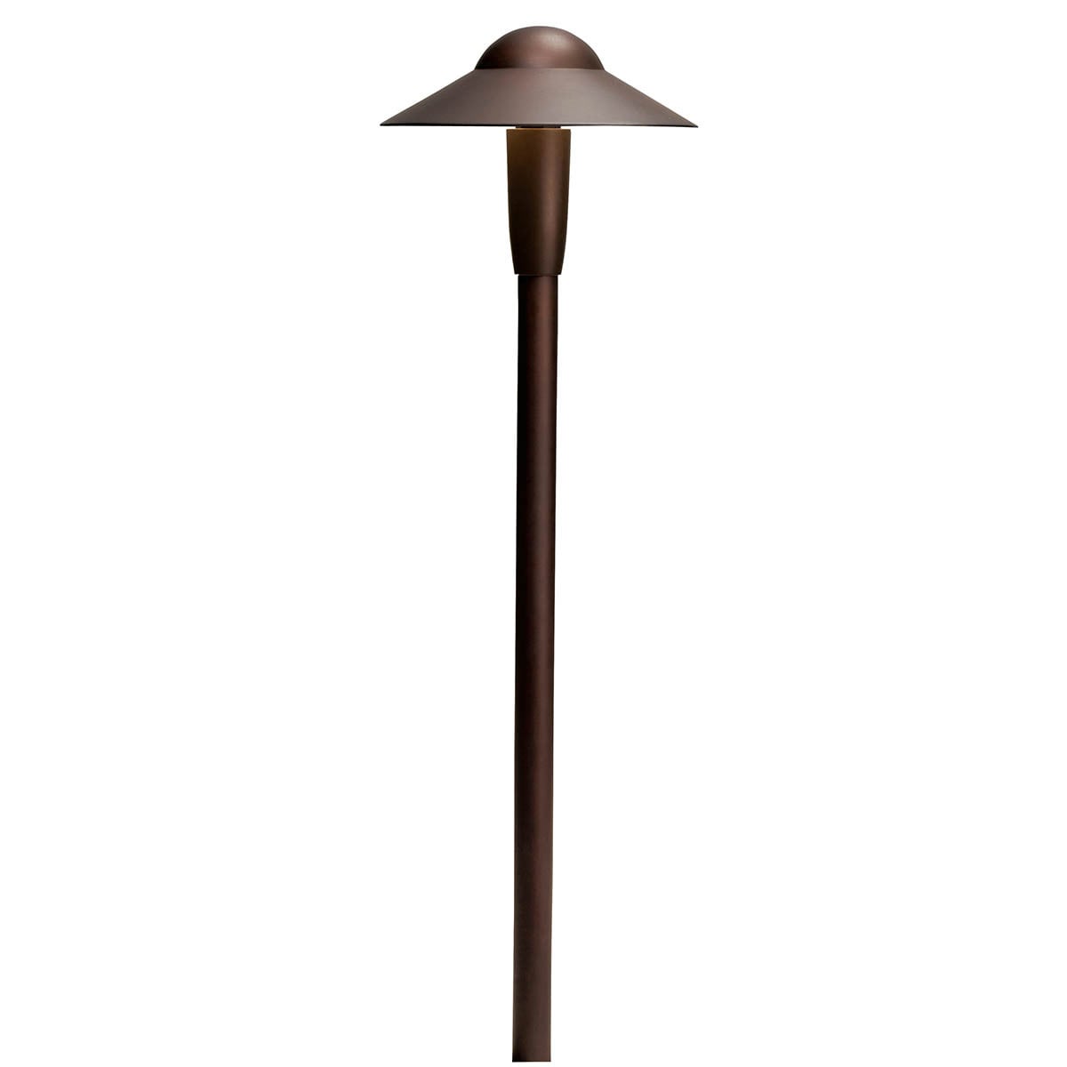 3000K PURE-WHITE LED 6in; DOME PATH LIGHT - A popular look in Textured Architectural Bronze has a new addition with a smaller 6in; shade and is available in LED.