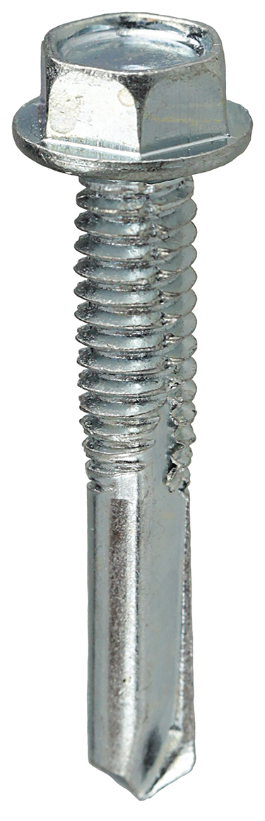 5TEKHW12112 Screw, #12, 1-1/4 in OAL, Washer Head, Hex Drive, Carbon Steel, Zinc-Coated
