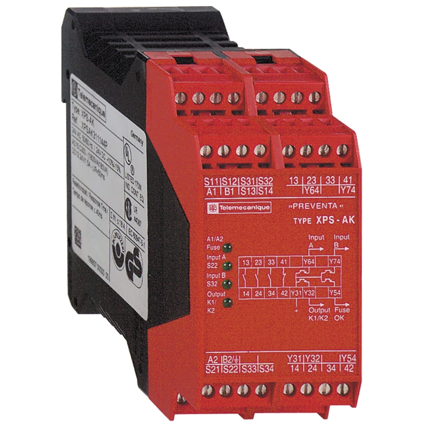 XPSAK371144P Preventa Safety Relay With (4) LED's, 5 A, 3NO-1NC 3 Form A/1 Form B Contact, 24 V DC V Coil