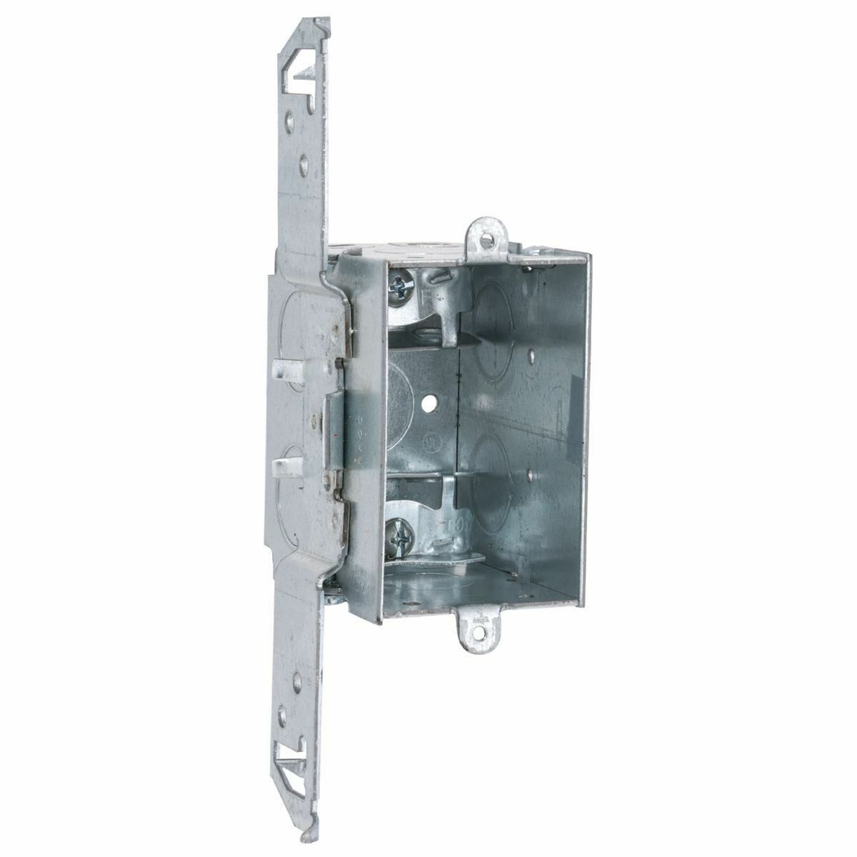 574 Gangable Switch Box, Steel, 14 cu-in Capacity, 1 Gangs, 1 Outlets, 9 Knockouts, 2.2 in H x 7 in W x 2.75 in D