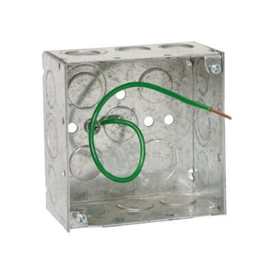 521711234EW-25R Steel City Square Outlet Box, Steel, 30.3 cu-in Capacity, (1) Outlets, (13) Knockouts, 4 in H x 4 in W x 2-1/8 in D
