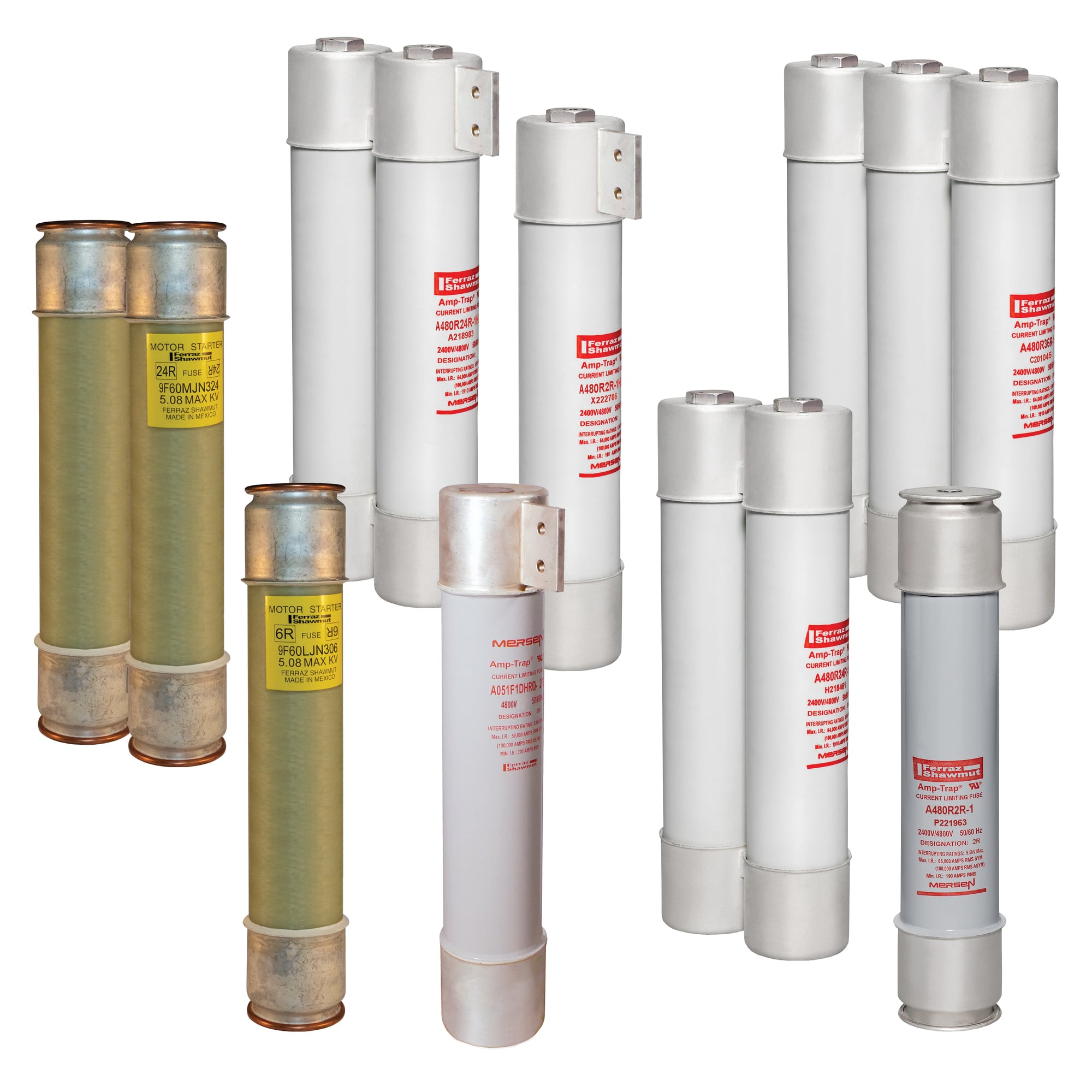 9F60NLD836 Type EJ2 2-Barrel Back Up Medium Voltage Motor Protection Fuse, 36 A, 5.08 kV AC, 50 kA, Class R, Ferrule Body