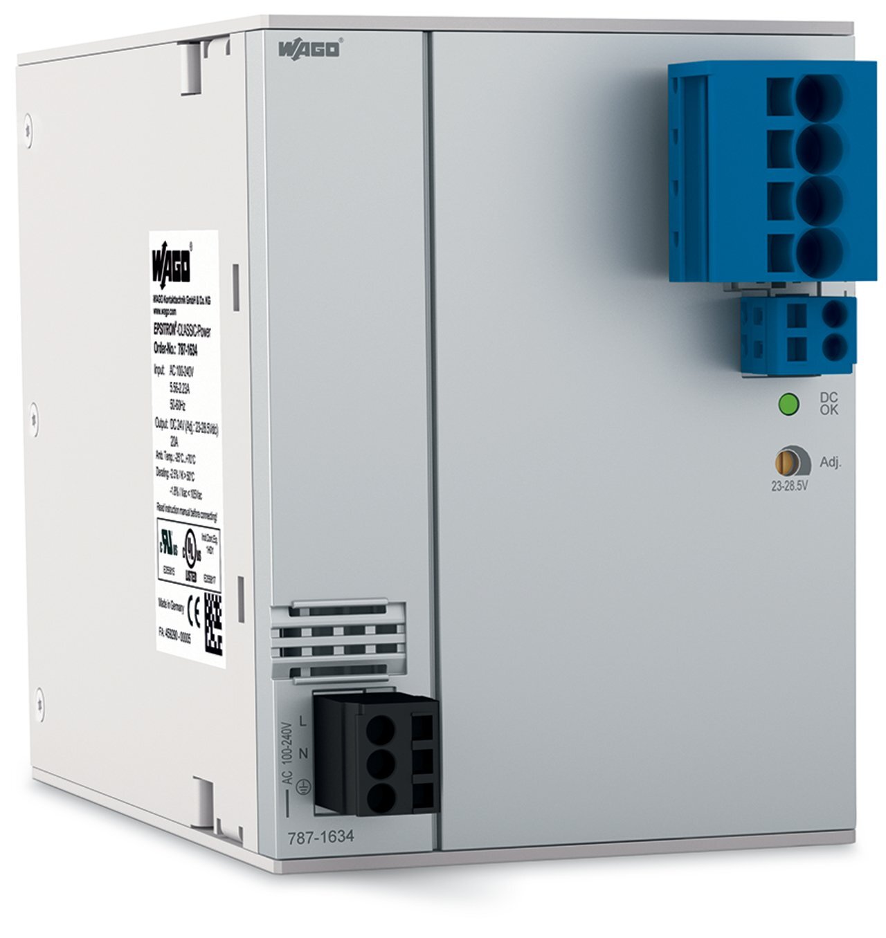 787-1634 1-Phase, 300 V Input, 24 V DC Output, DIN Rail Mount
