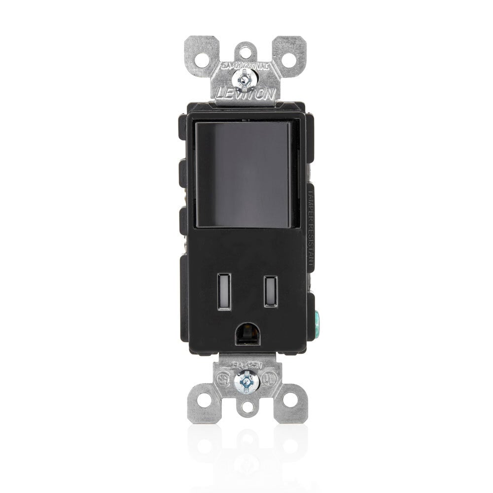 T5625-E Decora Plug Into Safety Tamper-Resistant Combination Receptacle Switch, 12/15 A, 120/125 V AC, 60 Hz, 1 Poles