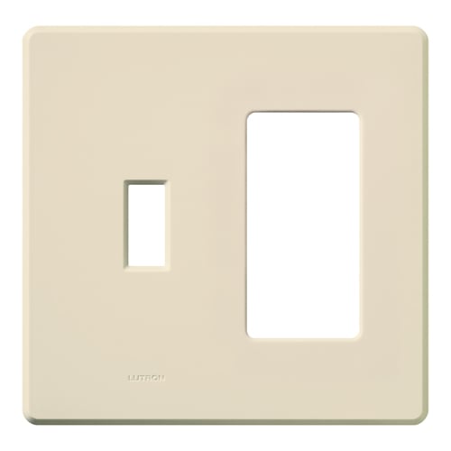 FG-2-TD-LA Fassada Combination Traditional and Designer/Decorator-Style Opening for Dimmers and Switches, 2 Gang, Matte, Light Almond