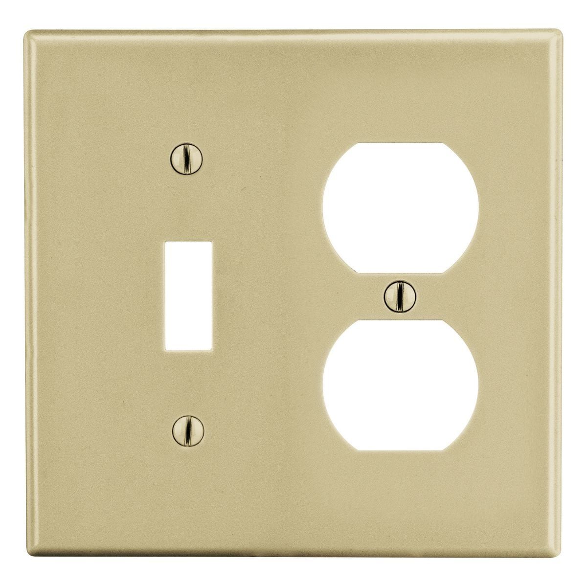 PJ18I Mid-Size Non-Metallic Wall Plate, 2 Gangs, 5 in W x 4.94 in H, Polycarbonate Thermoplastic, Ivory