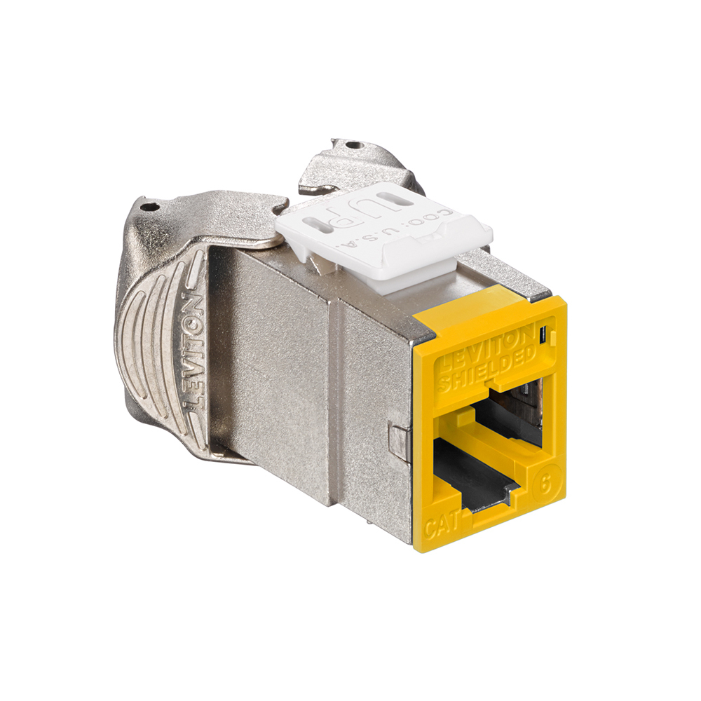 61SJK-RY6 Atlast-X1 QuickPort Component Rated Shielded Connector, Cat 6 Module, Surface Mount, Die Cast Zinc, Yellow