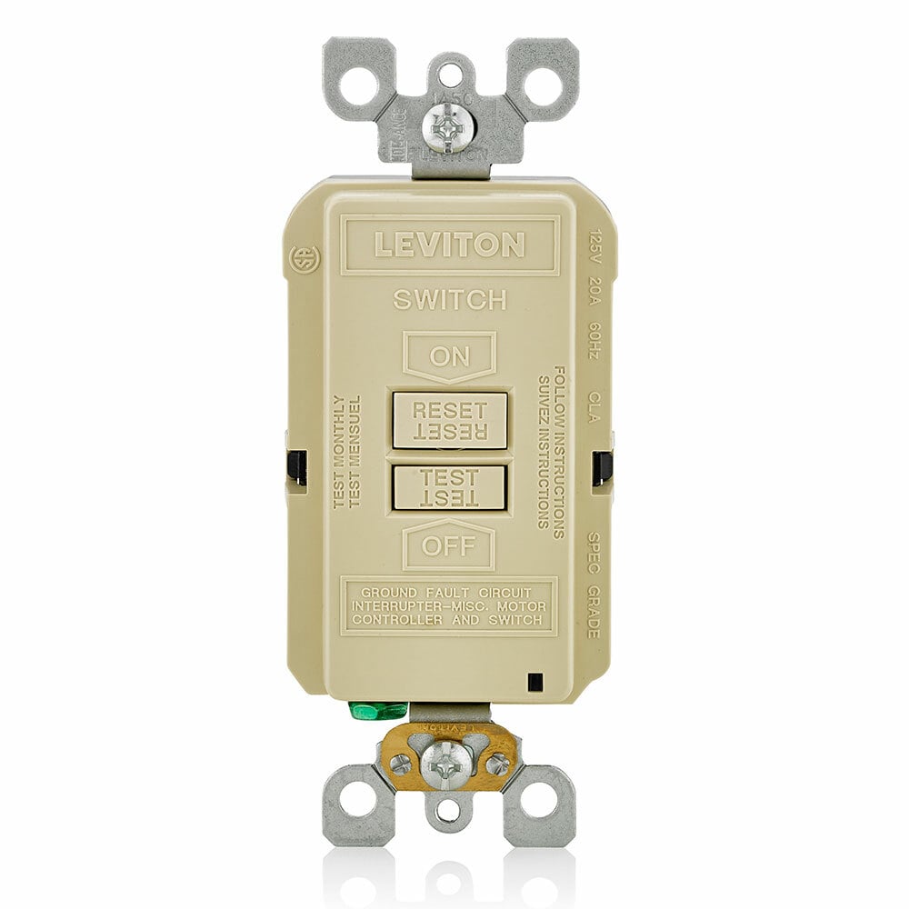 GFRBF-I SmartlockPro Feed-Through Self-Test Slim Blank Face GFCI Receptacle With Professional Grade Lockout and LED Indicator, 125 V AC, 20 A, 2 Poles, 3 Wires, Ivory