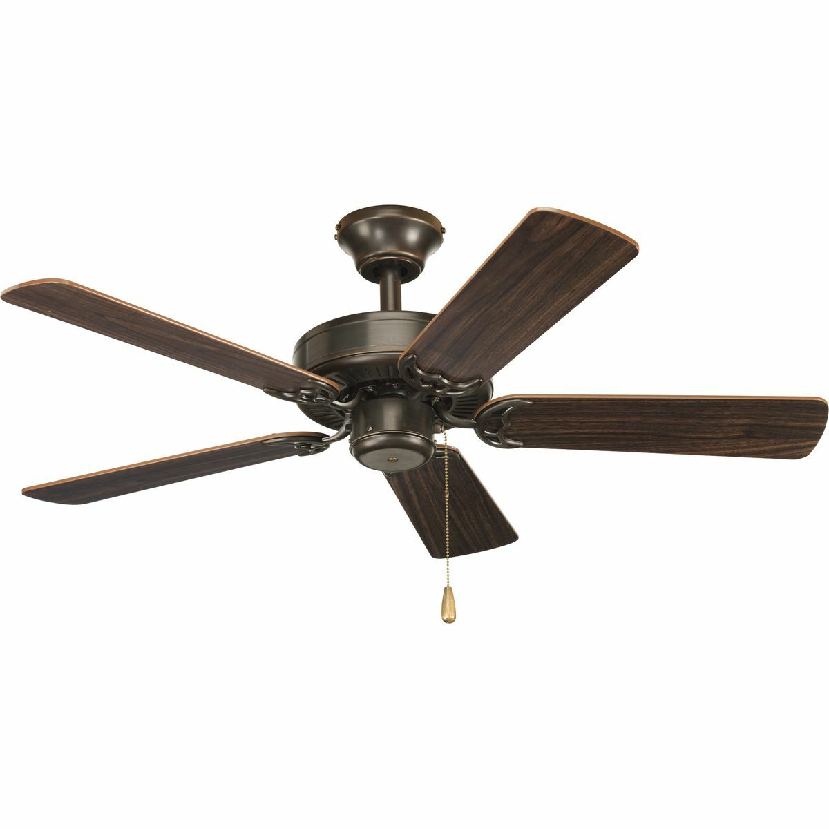 P2500-20 Pre-Wired Traditional Ceiling Fan With (5) Reversible Classic Walnut/Medium Cherry Blades, 12 deg Blade Pitch, Steel Housing, Fiberboard Blade, 3053 cfm Flow Rate