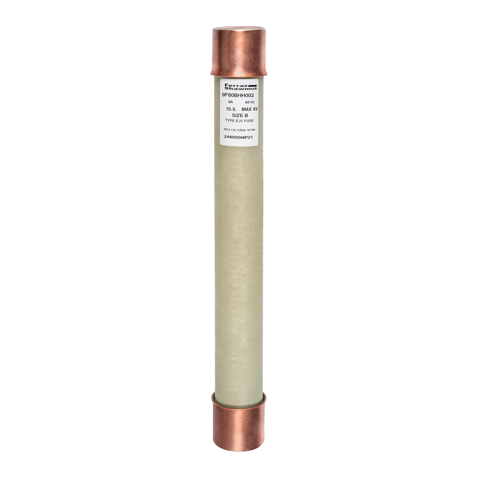 9F60BHH002 Amp-Trap 9F60 BHH Type EJ-1 Current Limiting Potential Transformer Fuse, 2 A, 15.5 kV AC, 120 kA, Class E, Ferrule Body