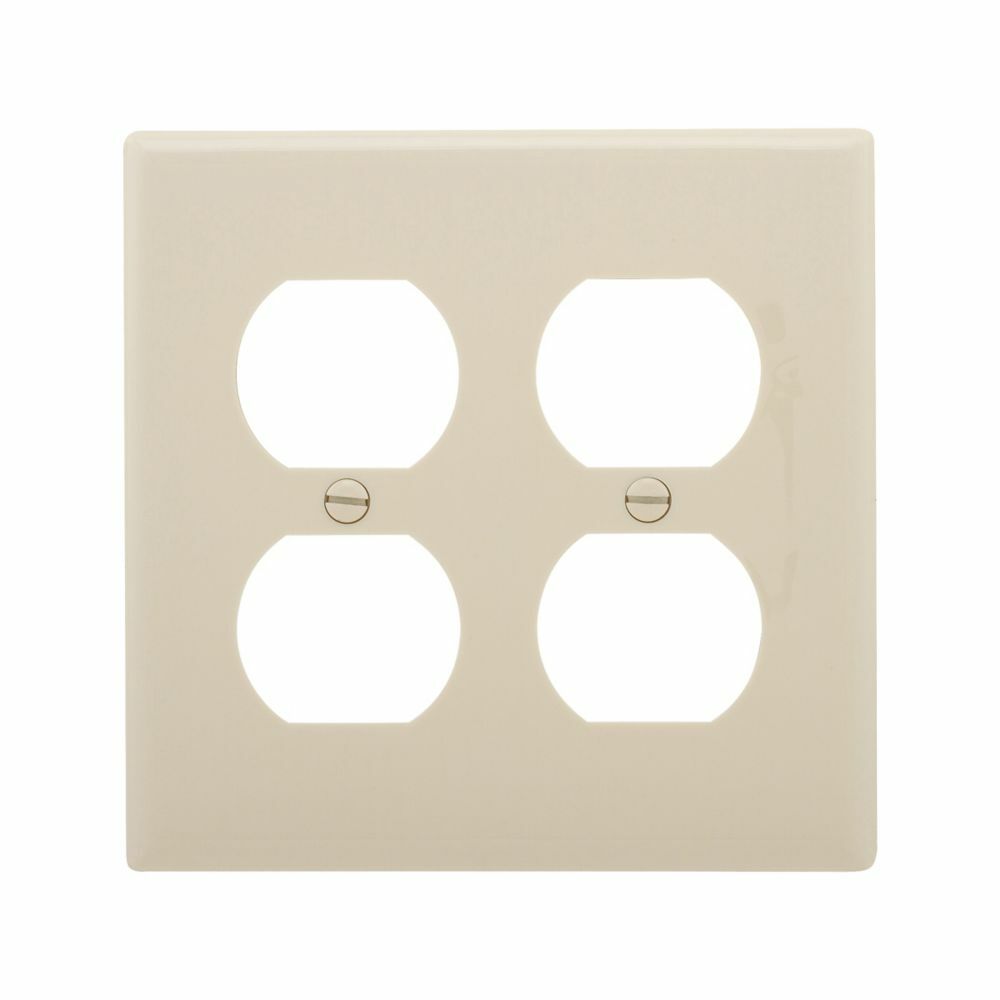 Eaton Duplex receptacle wallplate, Lt. Almond, Duplex receptacle Cutout, Nylon, Two- gang, Standard