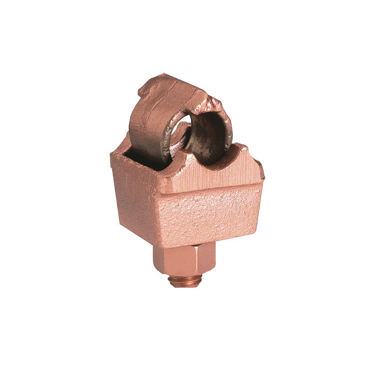 QGFL34B1T6 Grounding Clamp, 1/0 AWG to 500 kcmil Conductor, 1/2 in Stud, Copper, Unplated