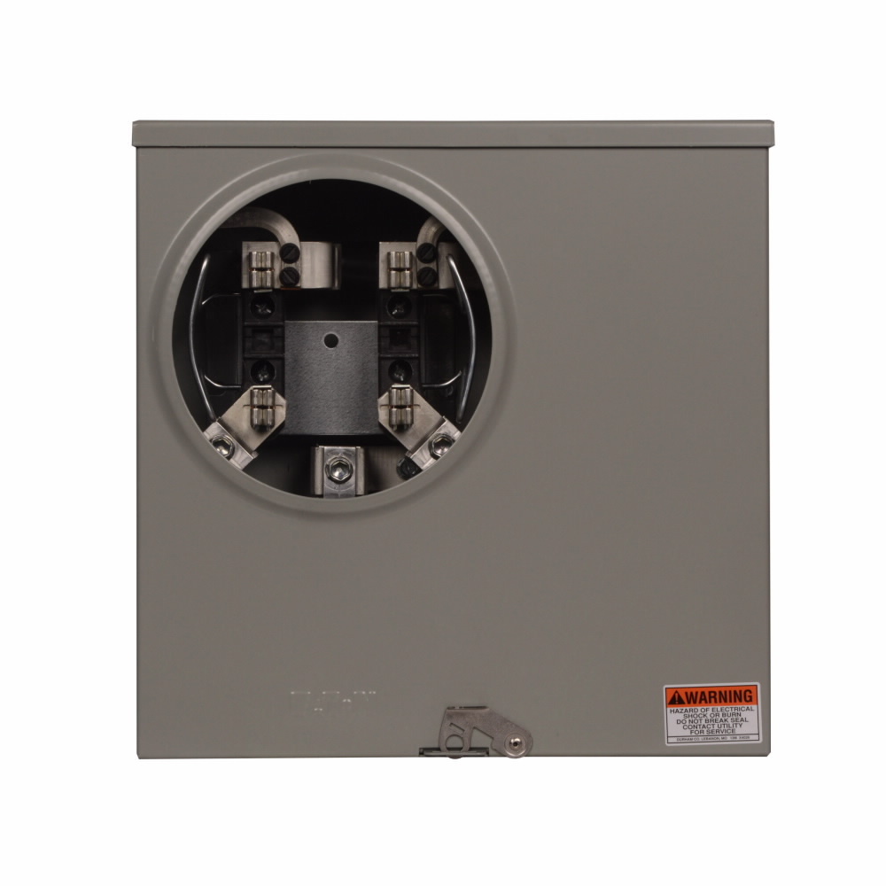 1004884ARHCH Meter Socket, Residential Type Cover, 200 Amp, UG, Solid Top, #6-350 kcmil, 4 Jaw, 1 Phase, #8-350 kcmil, Horn Bypass, Ground Connector #14-#2 Copper, 3 Wire, Ringless, 600V