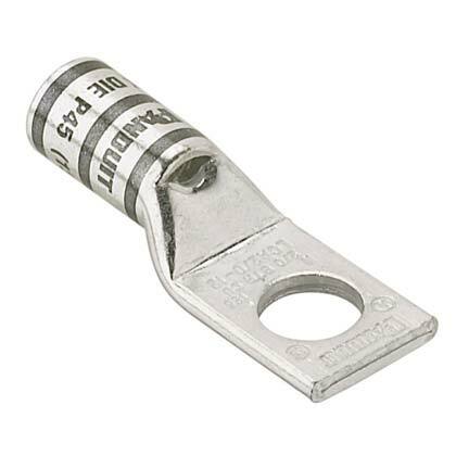 LCA6-12-L Pan-Lug 1-Hole Compression Connector Lug, 6 AWG Stranded Copper Conductor, Die Code: P24, 42.767 in Stud, Tin Plated Copper