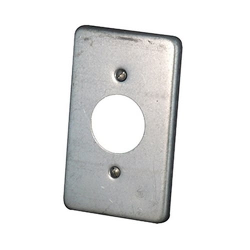 Device Box Cover, 1 Outlets, 1 Gangs, 4-9/16 in Length, 2-13/16 in Width, Flush Receptacle Cover, Vertical Mounting, Surface Mounting, Copper Free Aluminum, Epoxy Powder Coated, Gray