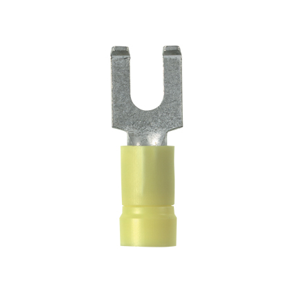 PV10-8FF-L Pan-Term PV-FF Loose Piece Fork Terminal, #10 Conductor, 1.03 in L, Brazed Seam/Funnel Entry Barrel, Copper, Yellow