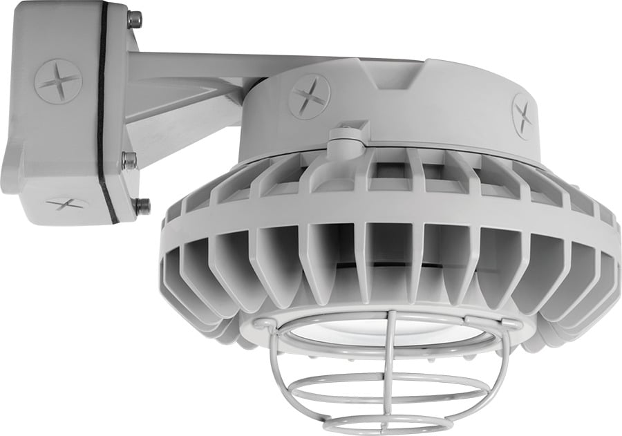 HAZBLED42CF-G Vaporproof Fixture With Wire Guard,) LED Lamp, 43 W Fixture, 120/208/240/277 V AC, Gray/Polyester Powder Coated Housing