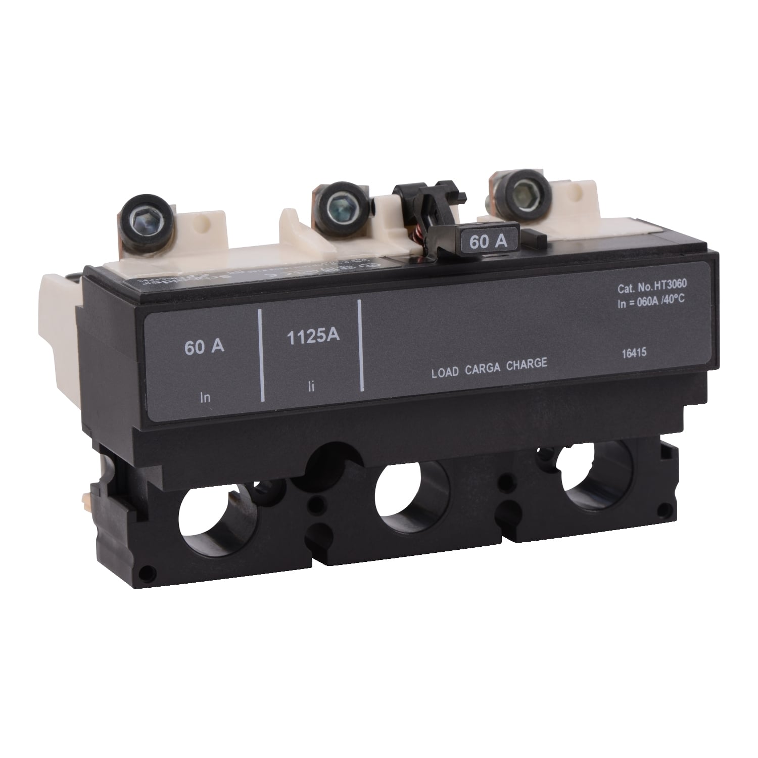 HT3060 Type HT Thermal Magnetic Breaker Trip Unit, 3 Poles, 60 A, H Frame, For Use With PowerPact HD, HG, HJ, HL Molded Case Circuit Breaker