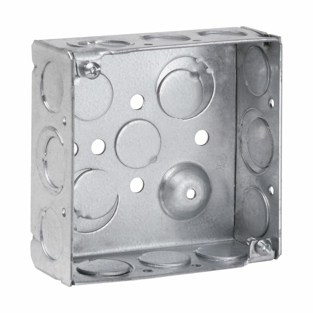 TP404G TP Welded Outlet Box, Steel, 22 cu-in Capacity, (17) Knockouts, 4 in H x 4 in W x 1-1/2 in D