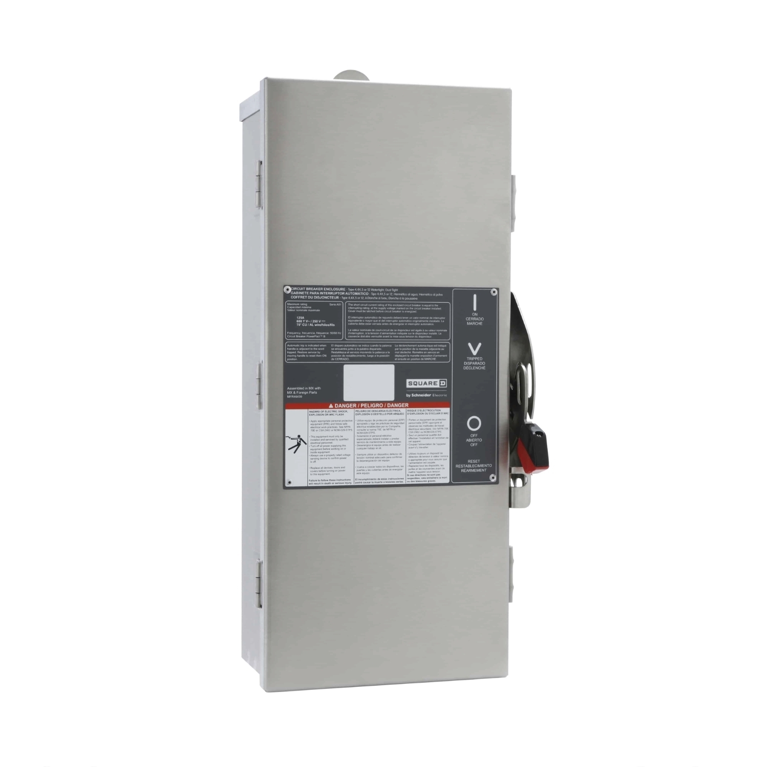 B125DS PowerPacT B Circuit Breaker Enclosure, 15/125 Amp, 2 or 3 poles, Nema 4/4X/5