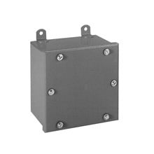 Type 3/3R junction boxes, 12" height, 6" length, 8" width, NEMA 3 and 12, Screw cover, WPSC enclosure, Surface mounted, Small single door, External mounting feet, Carbon steel, Oil-resistant gasket, gasketed screws