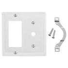 Hubbell Wiring Device Kellems, Wallplates, Nylon, 2-Gang, 1) Decorator,1) .406" Opening, White