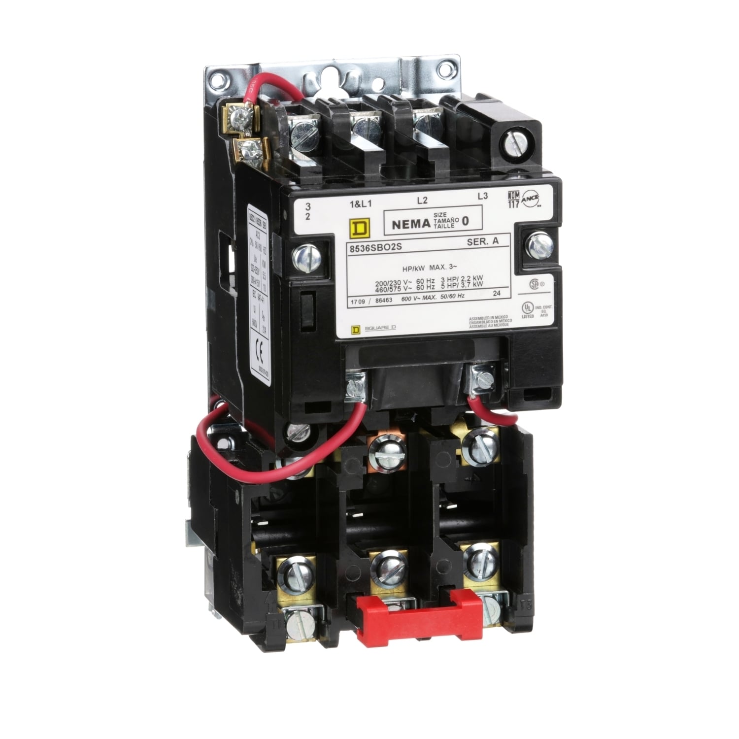 8536SBO2V08S Type S Magnetic Starter, 208 VAC at 60 Hz V Coil, Non-Reversing Action, 3 Poles, Open Enclosure
