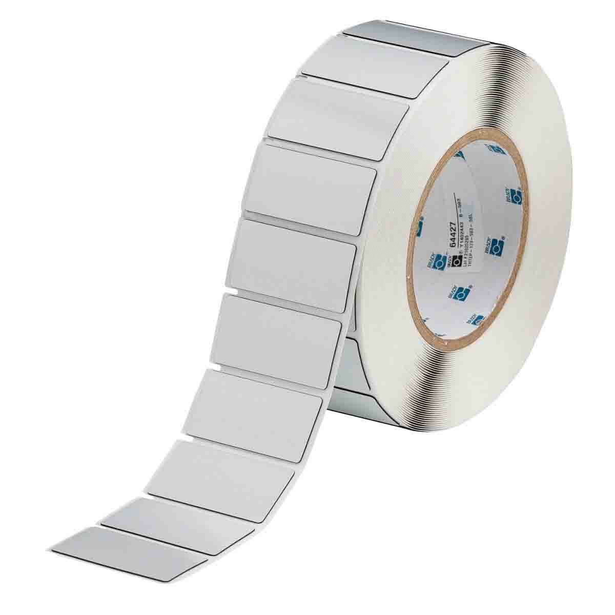 THTEP-173-593-.5SL Rectangular Raised Panel Label, 1 in L x 2 in W, Colored Blank Legend, Silver, B-593 Polyester, 500 per Roll Labels