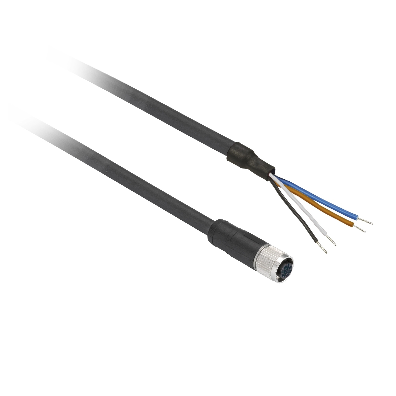 XZCPV1141L2 OsiSense XM Straight Pre-Wired Connector, M12 Female Connector, 2 m L Cable, 4 Poles