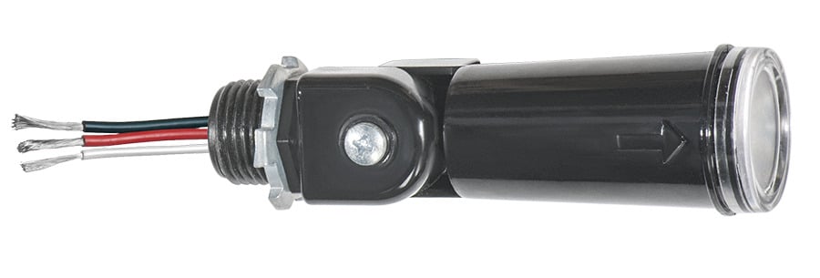 PCS900 Pencil Replacement Part Swivel Photocell, 120 V AC, 900 W Max HID, 1700 W Max Tungsten, Incandescent Lamp, For Use With Floodlight, Black